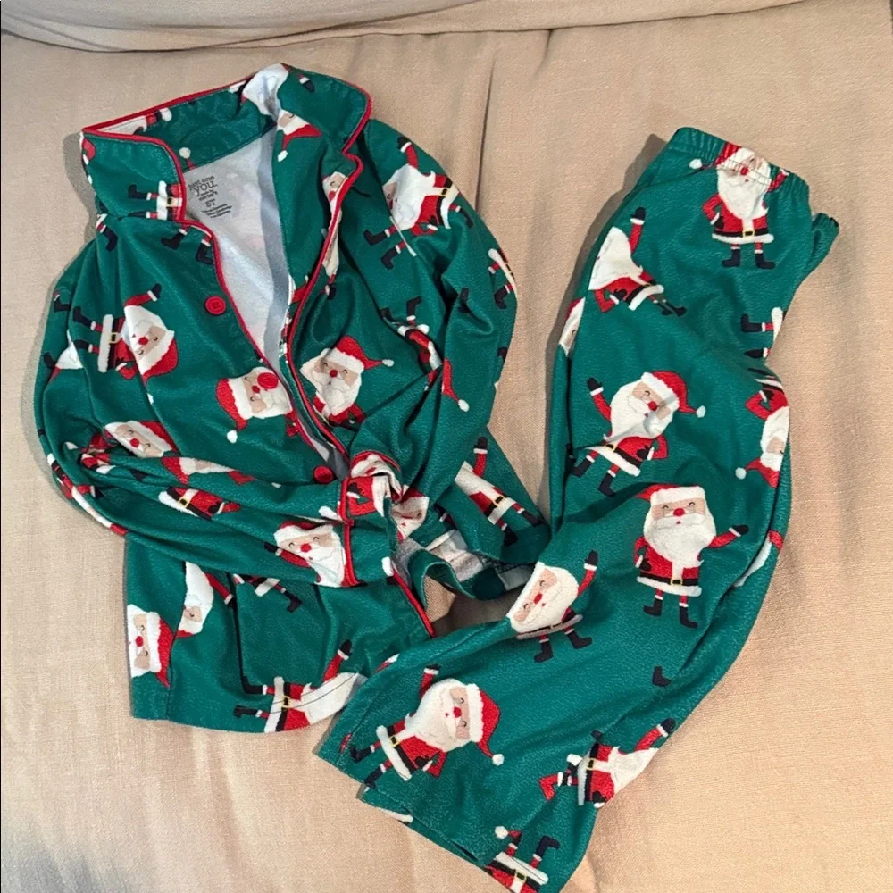Carters Green Santa Kids Pajama Set